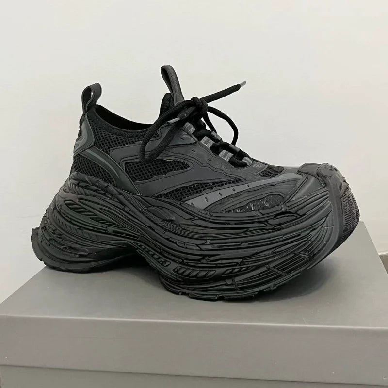 Thick Bottom Platform High Heel Casual Trainers Luxury Brand Designer Women Sneaker Mixed Color Runway Sport Shoes Large Size - Sun Studio