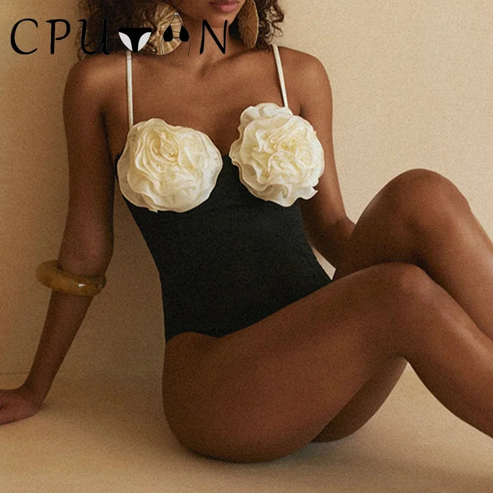2026 New Sexy White 3D Flower Solid Two Piece Push Up Bikini Set Luxury Swimwear Women Swimsuit Beachwear Summer Bathing Suit