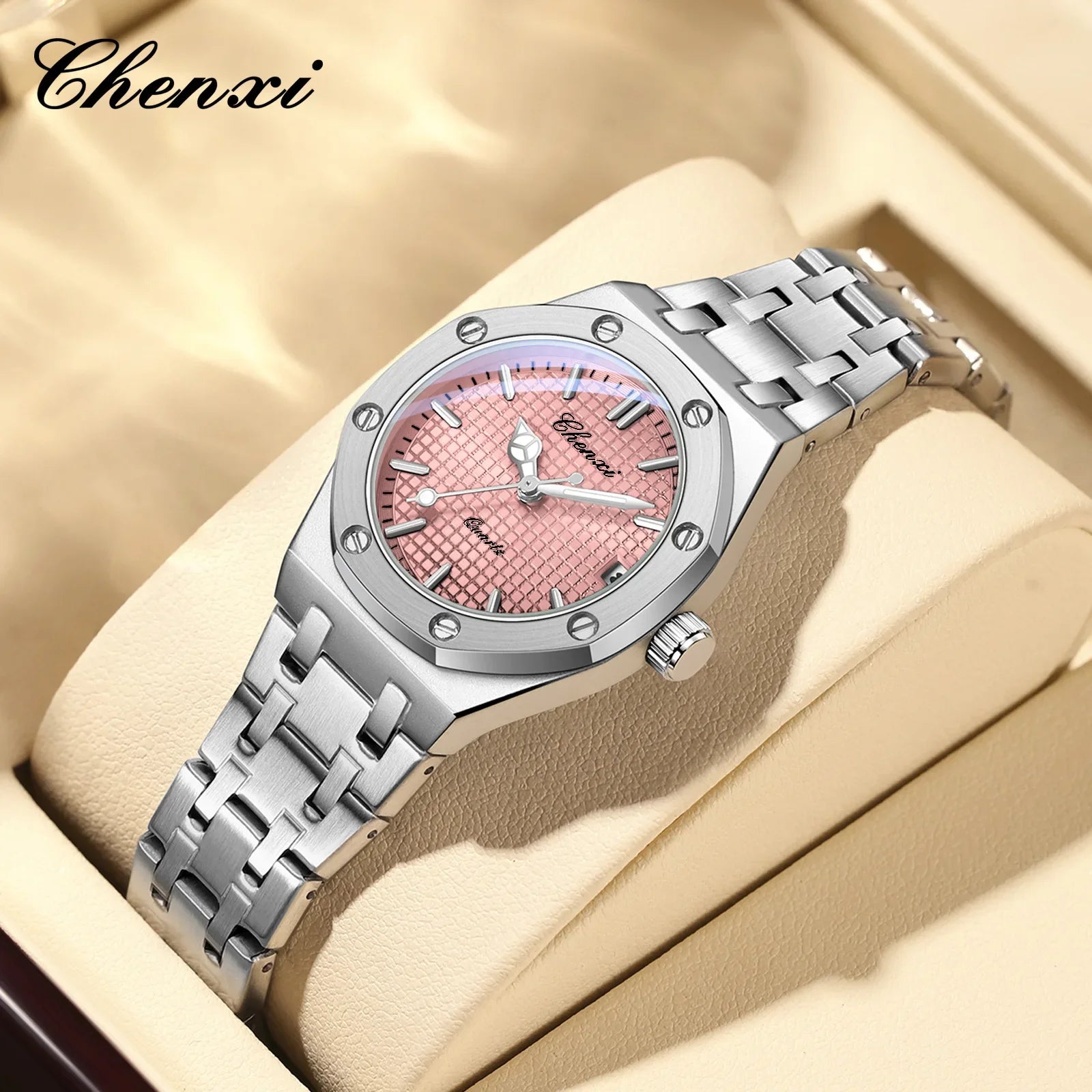 Luxury Women Watches Silver Steel Simple Casual Business Dress Watches for Women Top Brand Waterproof 3bar Calendar Gift Clock - Sun Studio