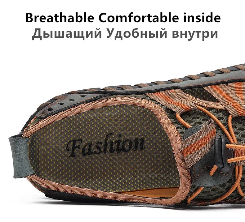 Hot Sale Summer Men's Sandals Outdoor Non-slip Men's Beach Sandals Handmade Genuine Leather Men's Shoes Fashion Men Sneakers - Sun Studio