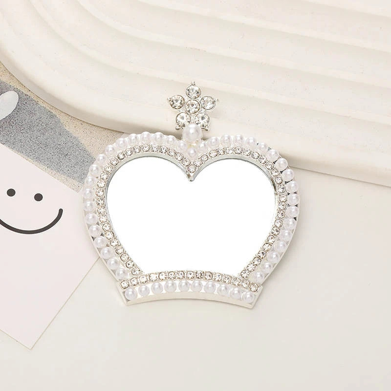 Korean Cute Heart Flower Mirror Griptok Bracket For iPhone 15 14 Samsung Universal Phone Accessories Phone Holder Grip Tok Stand - Sun Studio