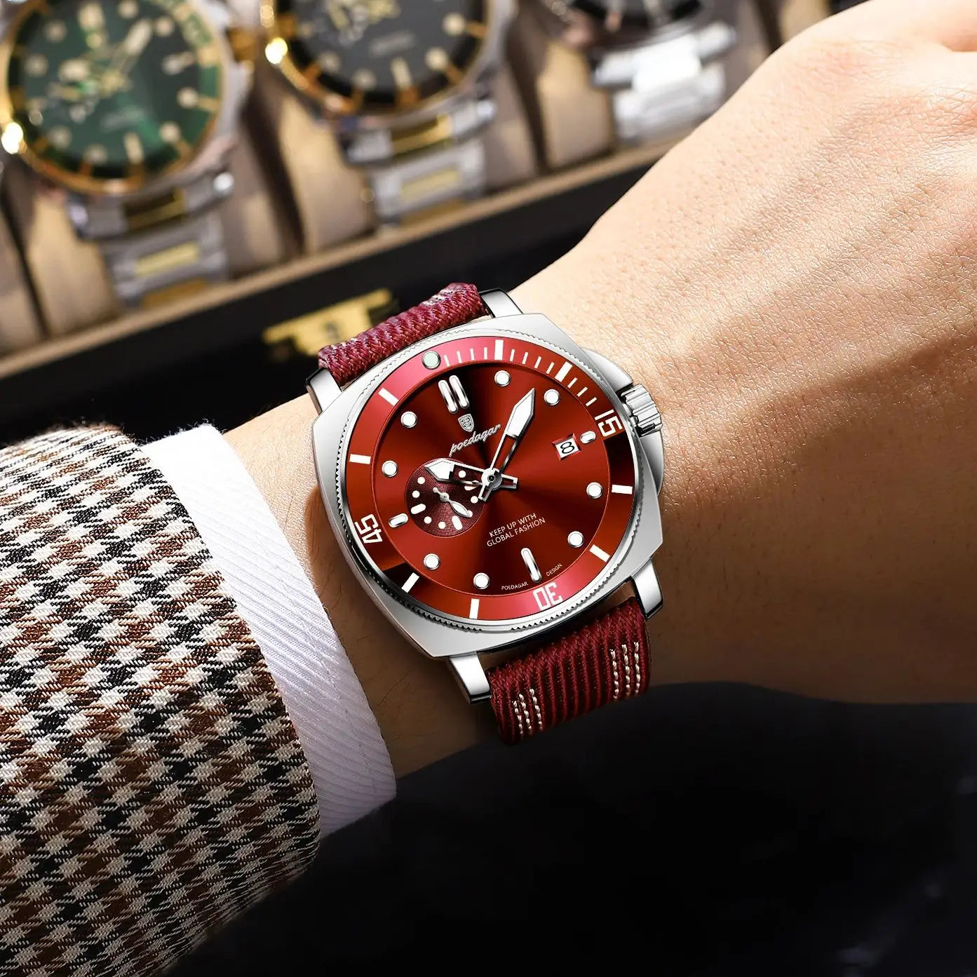 POEDAGAR Luxury Fashion Man Watch Luminous Waterproof Date Sport Watches For Men Nylon Leather Quartz Business Men's Clock Reloj - Sun Studio