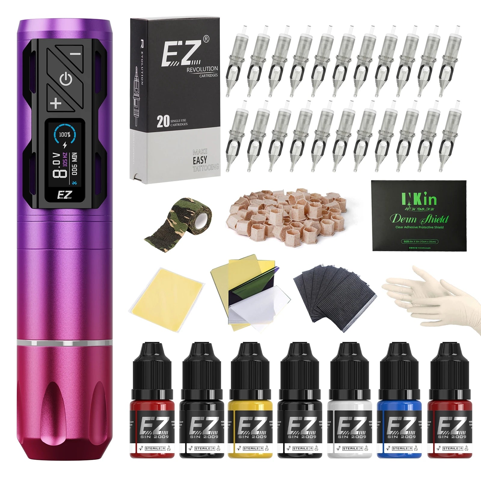 EZ P2S Pro Wireless Tattoo Machine Pen 4.0mm Stroke Battery 1800mAh OLED Digital Display Brushless Motor Tattoo Gun Supply - Sun Studio