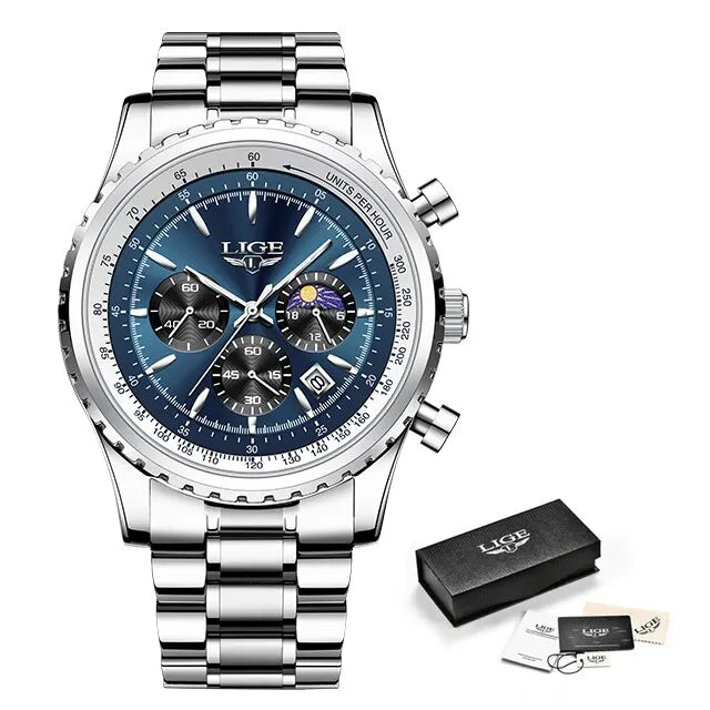 LIGE 2024 Top Brand Luxury New Men Watch Quartz Man Watches Waterproof Luminous Watch for Men Date Chronograph Sport Wristwatch - Sun Studio