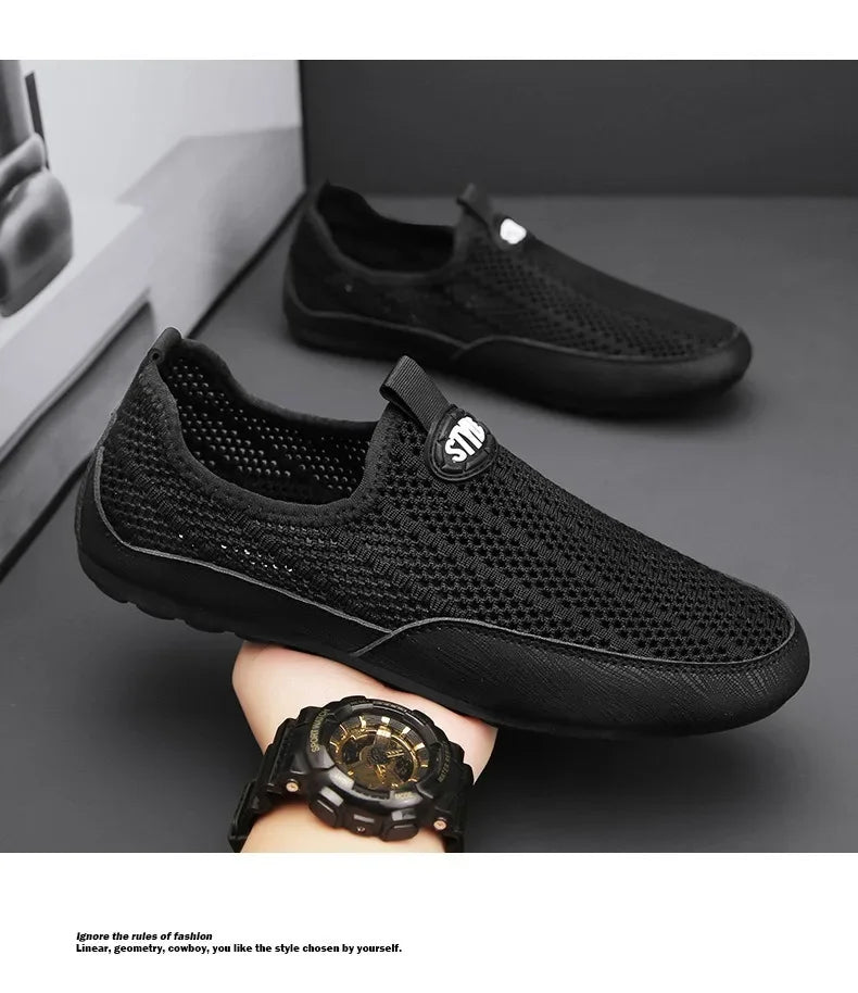Summer Fashion Men Sneakers  All-match Casual Shoes Outdoor Breathable Loafers Mesh Surface Soft Bottom Casual Loafers 2025 - Sun Studio