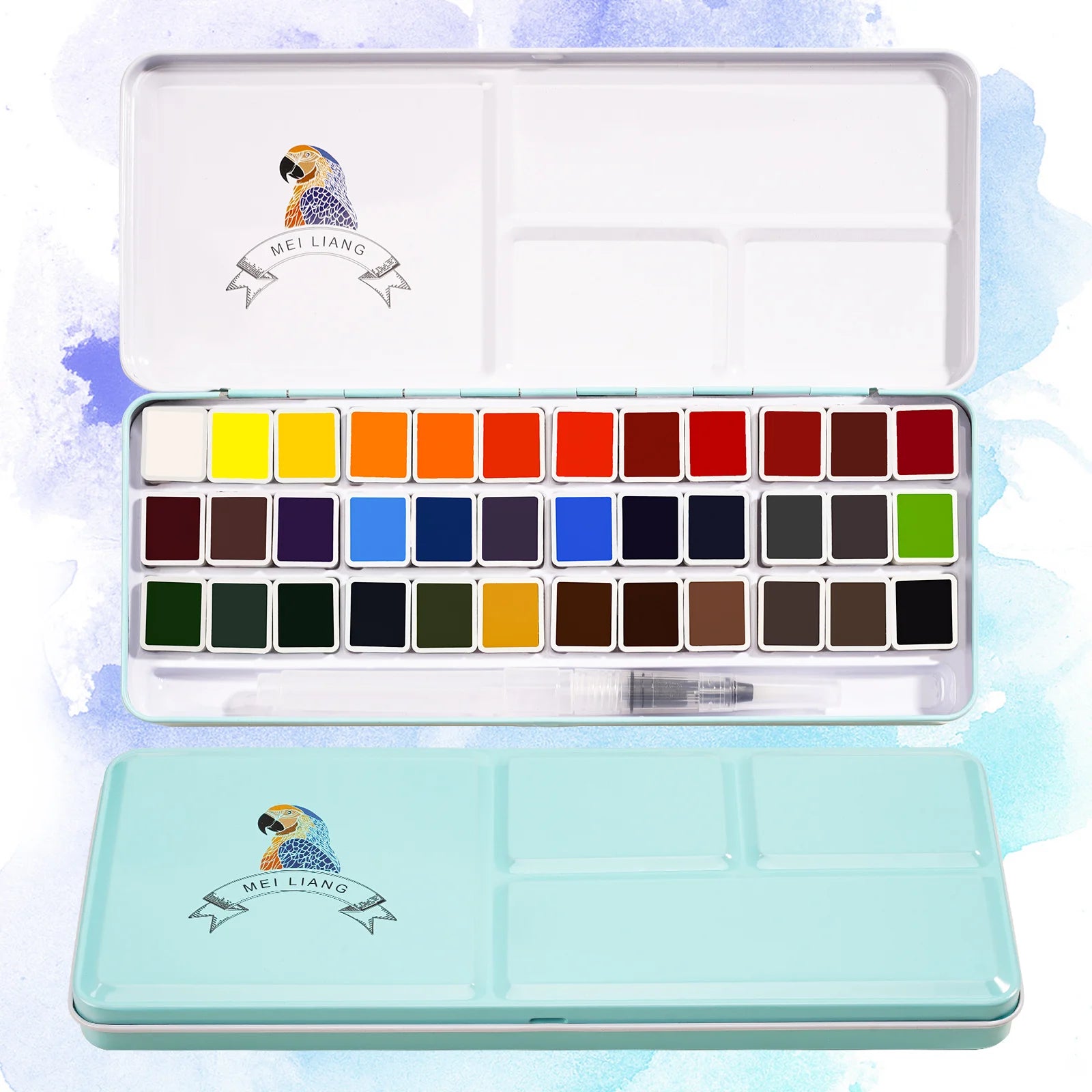 MeiLiang Watercolor Paint Set, 36/48 Vivid Colors in Pocket Box with Metal Ring and Brush, Perfect for Students, Beginners - Sun Studio
