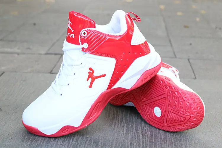 Brand Professional Men's White Red Blue Basketball Shoes Basketball Sneakers Anti-skid High-top Couple Man Basketball Boots - Sun Studio