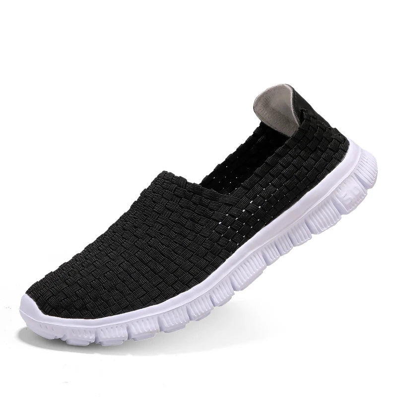 STRONGSHEN Men Shoes Summer Breathable Women Handmade Woven Shoes Couple Casual Flats Shallow Loafers Unisex Zapatos De Mujer