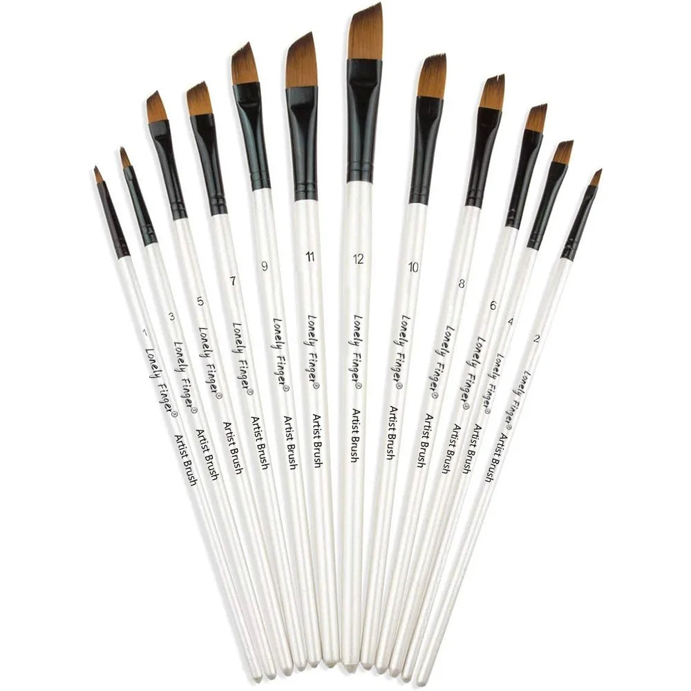 12/48 PCS Round Paint Artist Brushes Set for Acrylic Watercolor Oil Painting, Crafts, Canvas, Rock, Miniature Model Fine Detail - Sun Studio