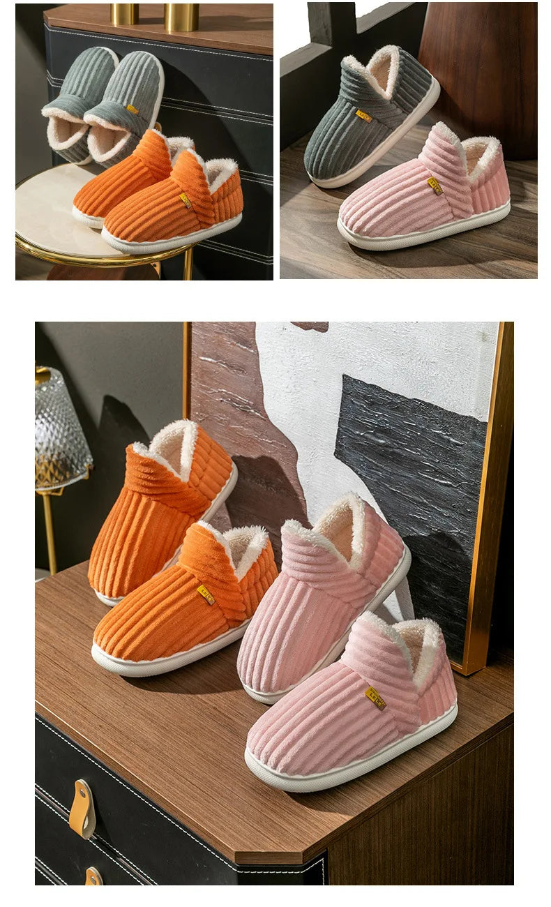 Asgard Men Plush Platform Slippers Winter Warm Outdoor Antiskid Fluffy Soft Cotton Boot Indoor Fashion Cozy Furry Flat Home Shoe