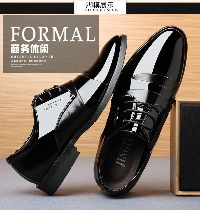 Business Men Dress Shoes Luxury Mens Dress Shoes Patent Leather Oxford for Men Oxfords Footwear High Quality Leather 2025 - Sun Studio