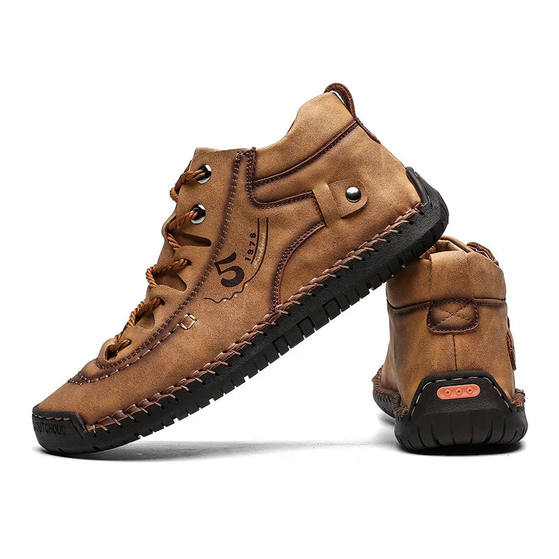 Handmade Leather Casual Men Shoes Ankle Boots Men Loafers Comfort Walking Shoes Men Flats Hot Sale Moccasins Shoes Plus Size - Sun Studio
