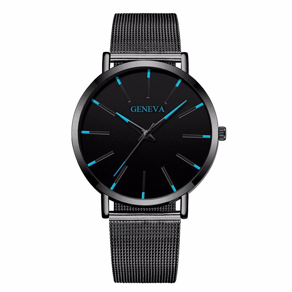 New Fashion Simple Ultra-thin Men Business Watches Steel Mesh Band Male's Quartz Watch Relogio Masculino - Sun Studio