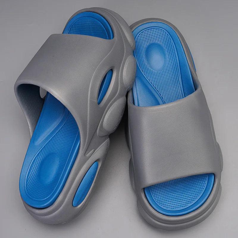 Shevalues Men Summer Slippers New Thick Sole EVA Sandals Indoor Non-slip Unisex Bathromm Slides Casual Platform House Slippers - Sun Studio