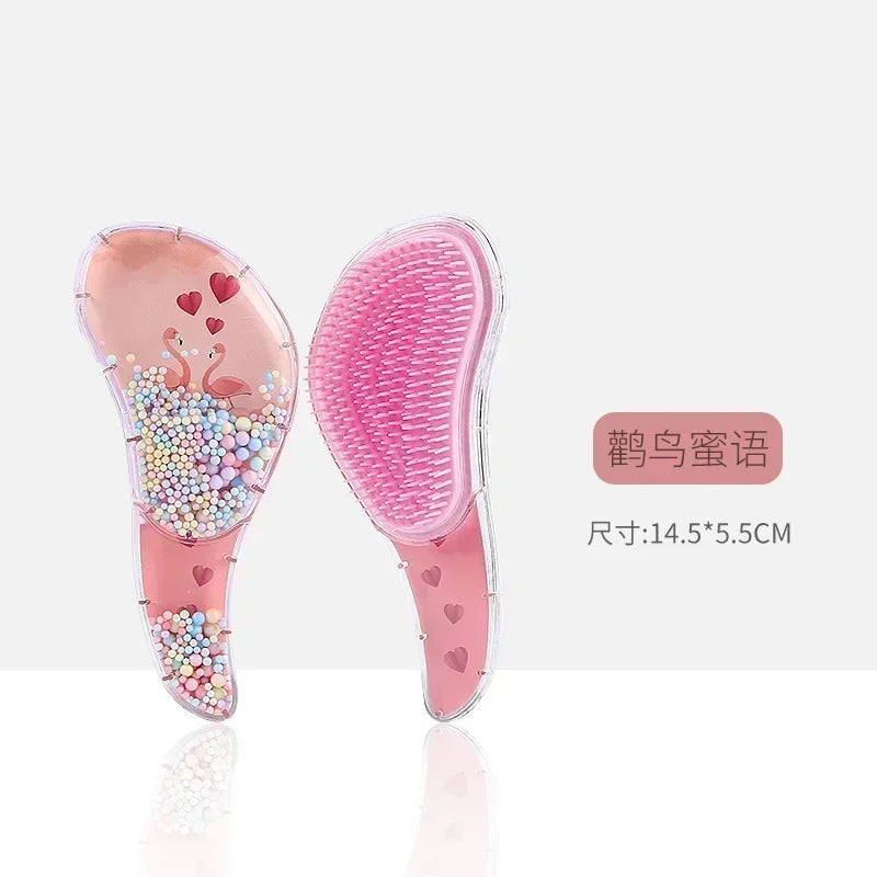 Cute Children Hairdressing Comb for Kids Anti-knot Massage Flowing Bead Hair Comb Children Girls Dress Up Makeups Toy Gifts - Sun Studio