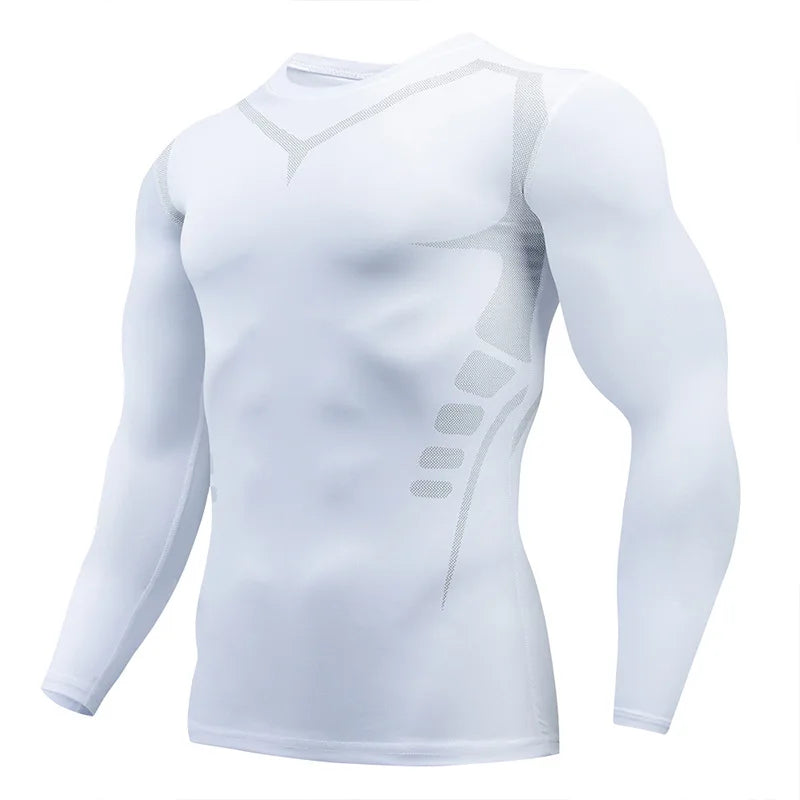 Gym Sports T-shirts for Men Long Sleeve Tights Boxing Sportswear Breathable Quick Dry Fitness Tops Male Outdoor Training Clothes - Sun Studio