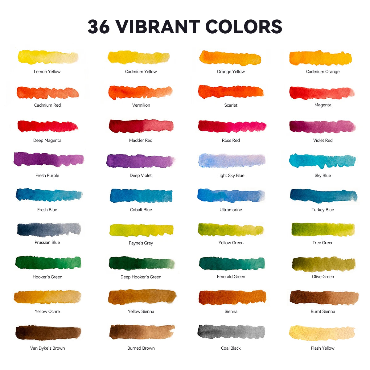 MeiLiang Watercolor Paint Set, 36/48 Vivid Colors in Pocket Box with Metal Ring and Brush, Perfect for Students, Beginners - Sun Studio