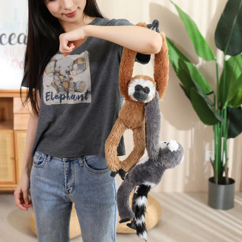 Cartoon Punch Monkey Plush Doll Brown Chimpanze Mom And Black Monkey Baby Together Animal Stuffed Doll Home Decor Gift For Kids - Sun Studio