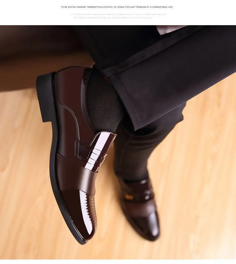 Men Leather Casual Shoes Men Shoes Autumn New Business Formal Men Leather Shoes Casual Cover Foot Heightening Leather Shoes Men - Sun Studio