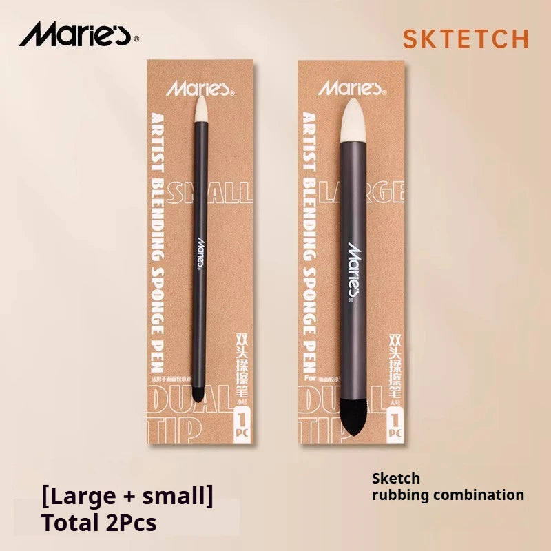 Cotton Blending Sponge Brush Pens Set 2Pcs Double-Headed Washable Sketch Wipe Reusable Art Blenders for Detail Shadow Highlight - Sun Studio