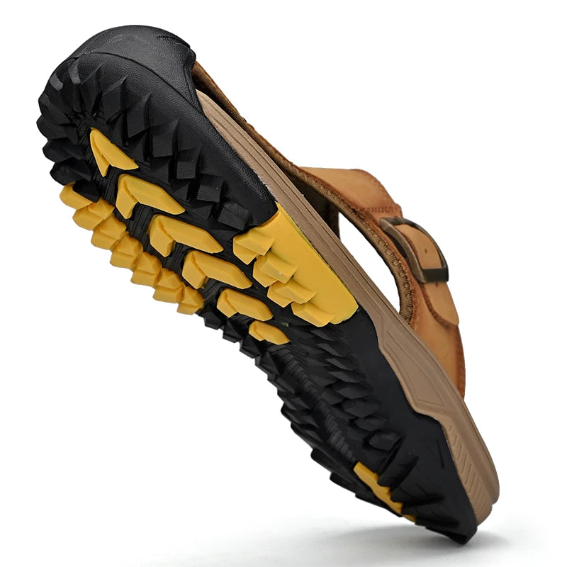 Genuine Leather Sandals Men Breathable Summer Shoes Man Waterproof Outdoor Men Sandals Antiskid Beach Sandals Footwear