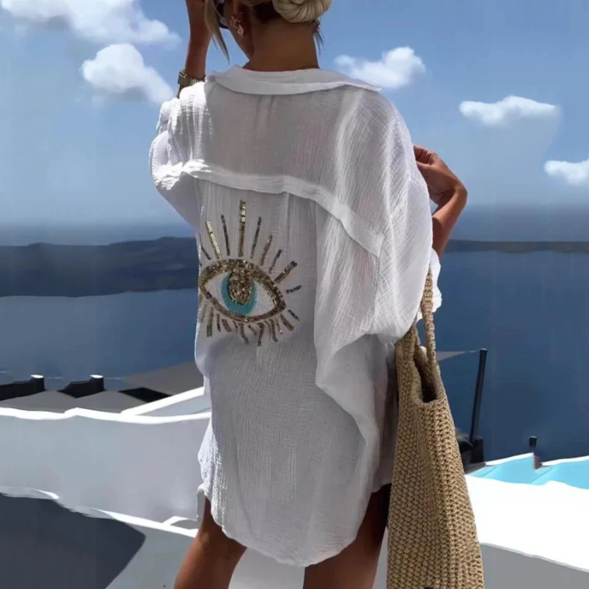 White Beach Dress Cover up Kaftans Sarong Bathing Suit Cover ups Beach Pareos Swimsuit Cover up Womens Swim Wear Beach Tunic - Sun Studio