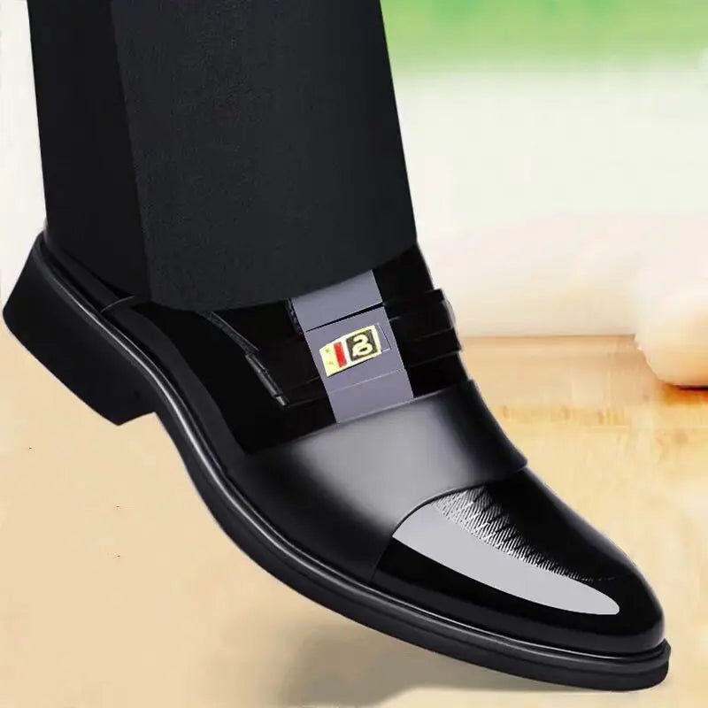 Men Leather Casual Shoes Men Shoes Autumn New Business Formal Men Leather Shoes Casual Cover Foot Heightening Leather Shoes Men - Sun Studio