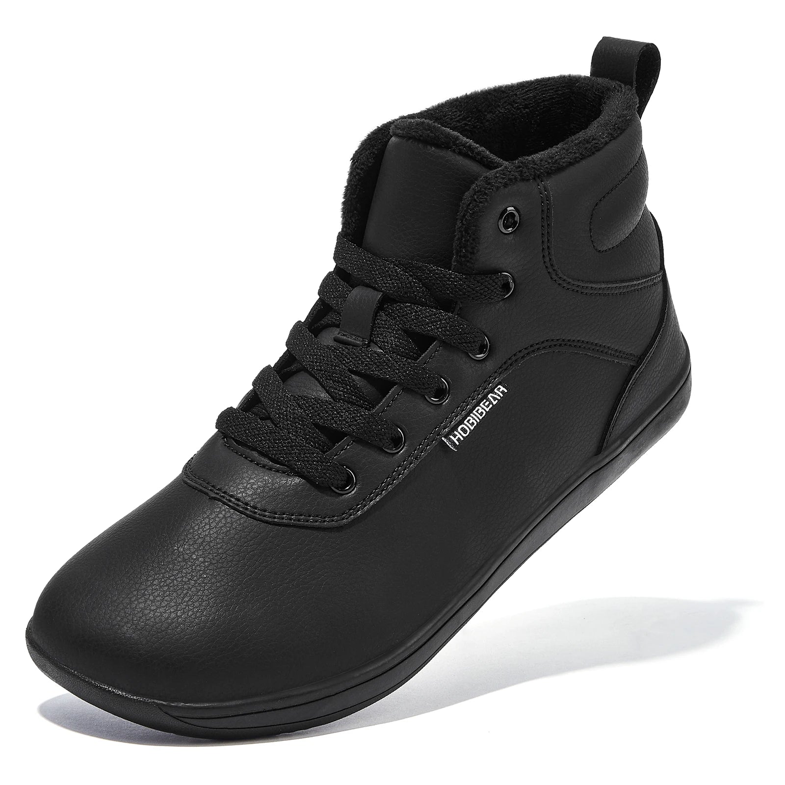 HOBIBEAR Unisex Winter Barefoot Shoes Womens Men Wide Toe Box Faux Fur Lined Ankle Sneakers Artificial Leather Lace Up Shoes - Sun Studio