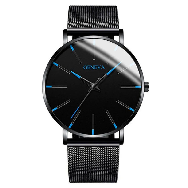 New Fashion Simple Ultra-thin Men Business Watches Steel Mesh Band Male's Quartz Watch Relogio Masculino - Sun Studio