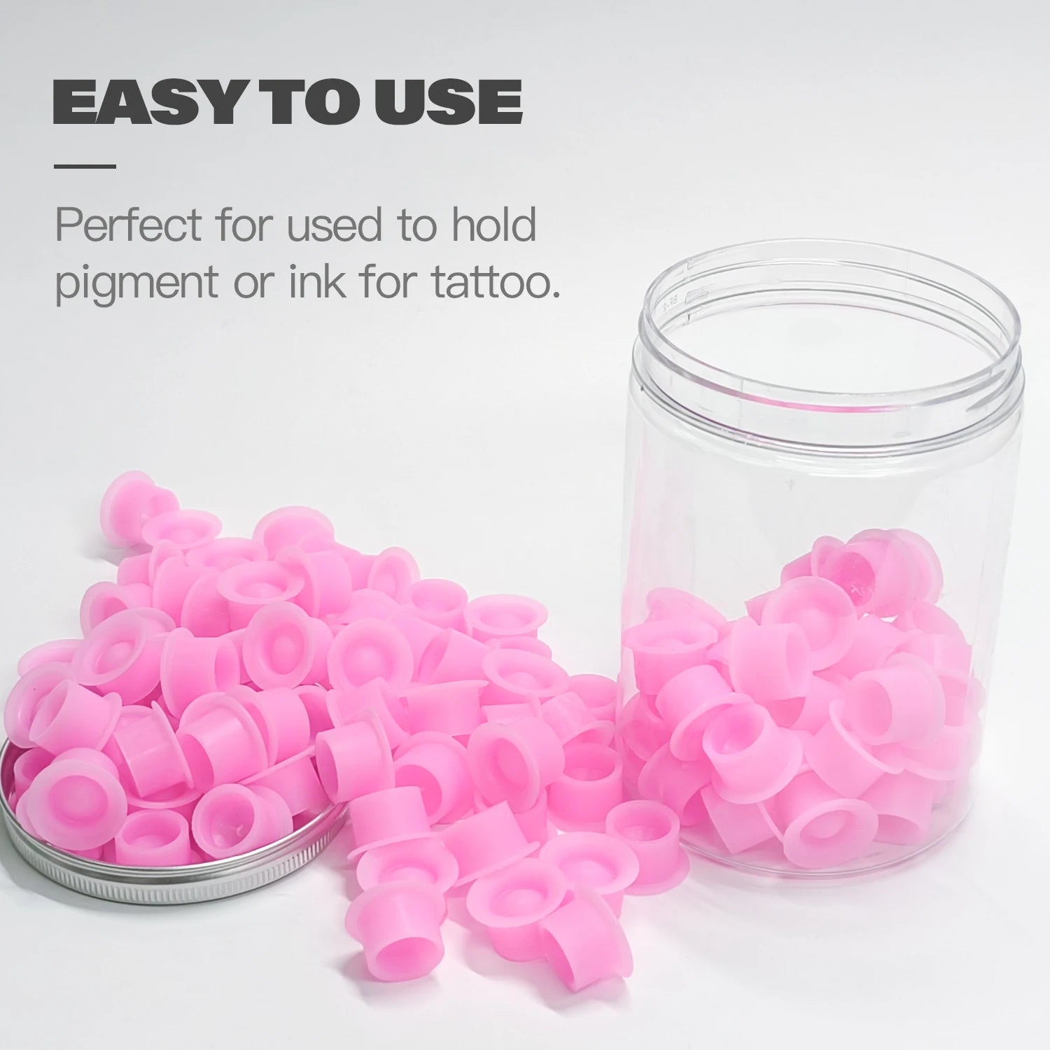 100pcs Tattoo Ink Cups Disposable Silicone tattoo ink container Canned round ink Caps Permanent Makeup Container Tattoo supplies - Sun Studio