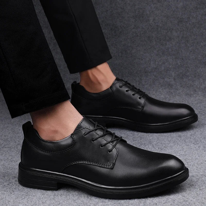 Men's Genuine Leather Oxford Dress Shoes Business Formal Office Wedding Lace-Up Black For Gentleman Plus Big Size 49 50 51 52 53 - Sun Studio