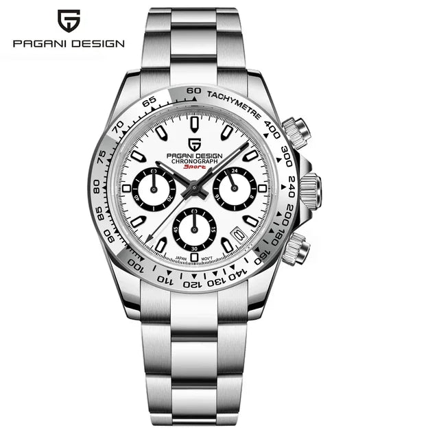 PAGANI DESIGN New Ceramic Bezel Men Quartz Wristwatches Luxurys Sapphire Glass Chronograph 100m Waterproof Stainless Watches Men - Sun Studio