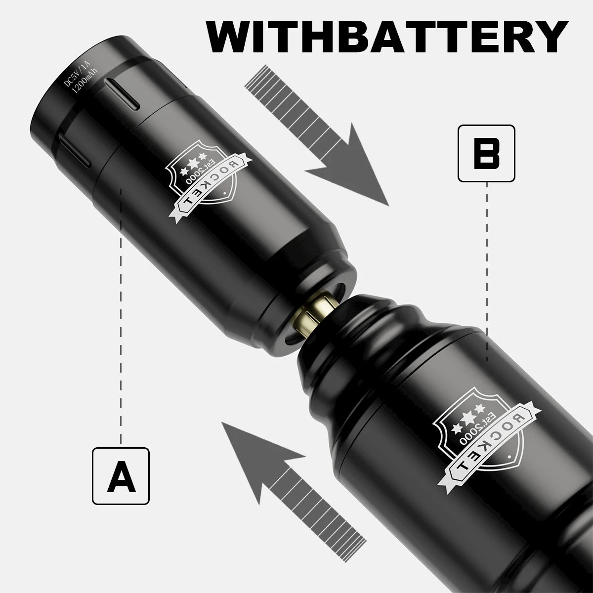 1set, DM Wireless Tattoo Kit ,Complete Mini Rocket Machine Battery Cartridge Needles Power Supply Inks Rotary Tattoo Pen Set - Sun Studio