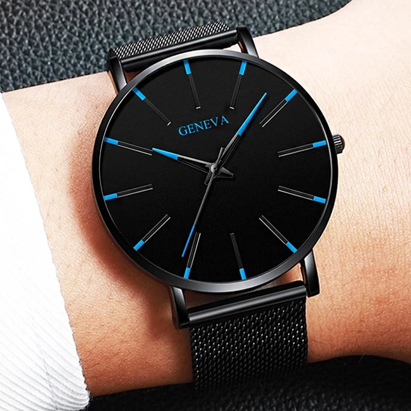 Minimalist Mens Fashion Ultra Thin Watches Simple Men Business Mesh Belt Quartz Wrist Watch Relogio Masculino - Sun Studio