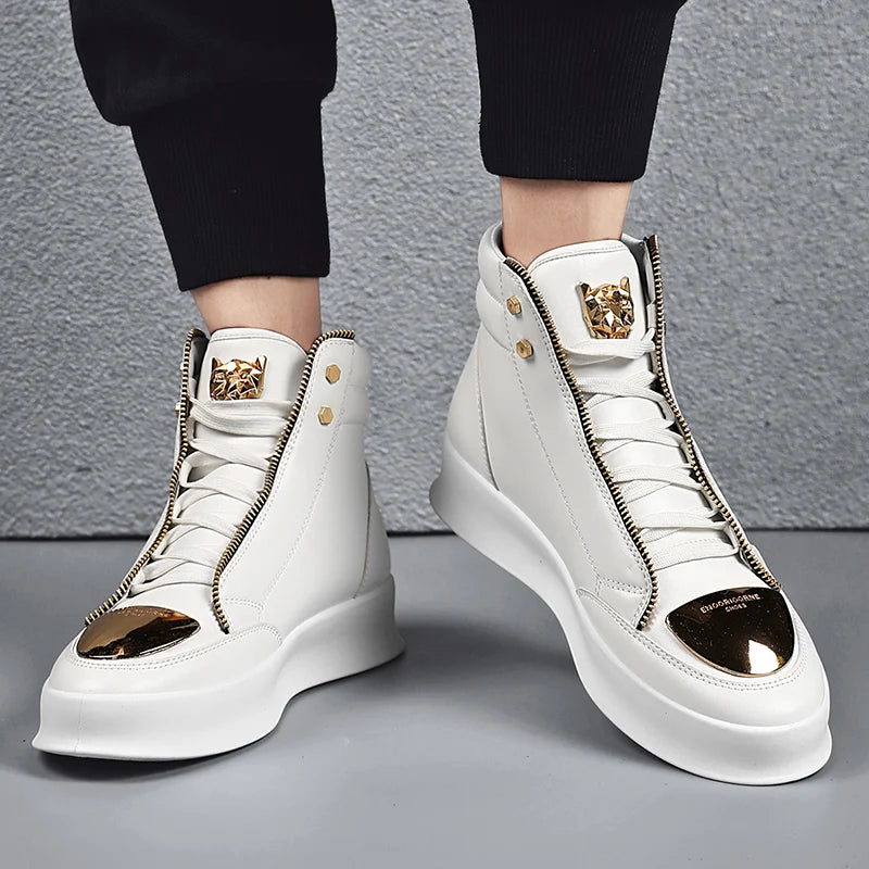 YRZL High Top Casual Shoes Men Sneakers Fashion Skateboard Shoes Leopard Platform Shoe Sport Training Shoes Men's Ankle Boots - Sun Studio