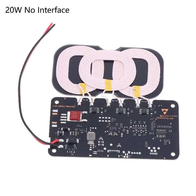 20W High-Capacity Wireless Charger for Car/Home Use; Includes Type-C Interface and 3-Coil DC9-32V Module - Sun Studio