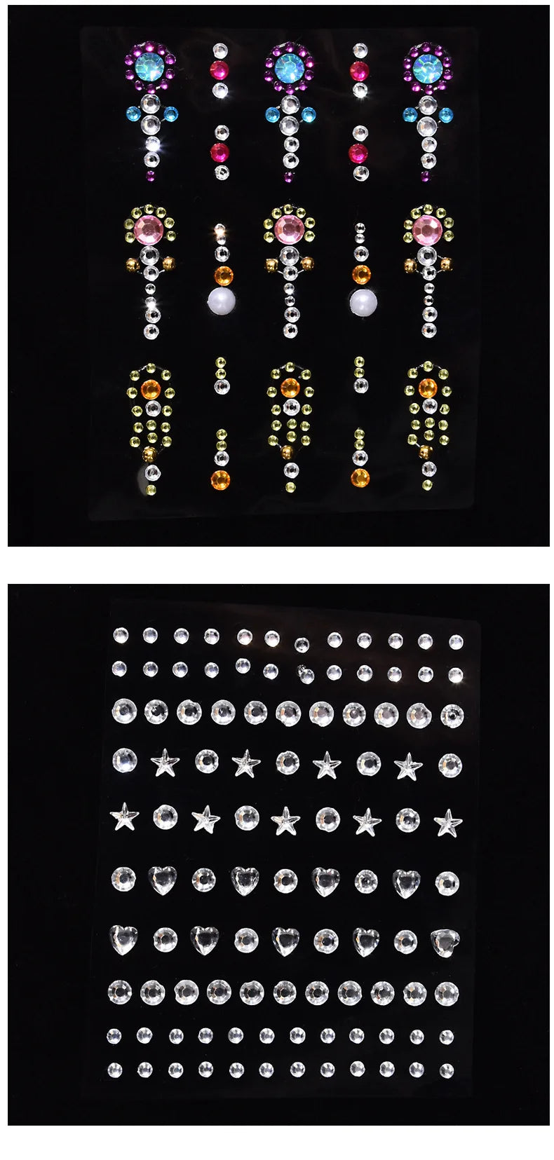 1 Pc Disposable Tattoo Stickers Face Jewelry Color Crystal Diamond DIY Eyes Face Body Waterproof Makeup Decorations Rhinestones - Sun Studio