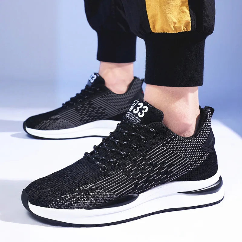 Men Sneakers Sports Lift  Height Increase Insole 6cm Mesh Plus Size 37-44 - Sun Studio