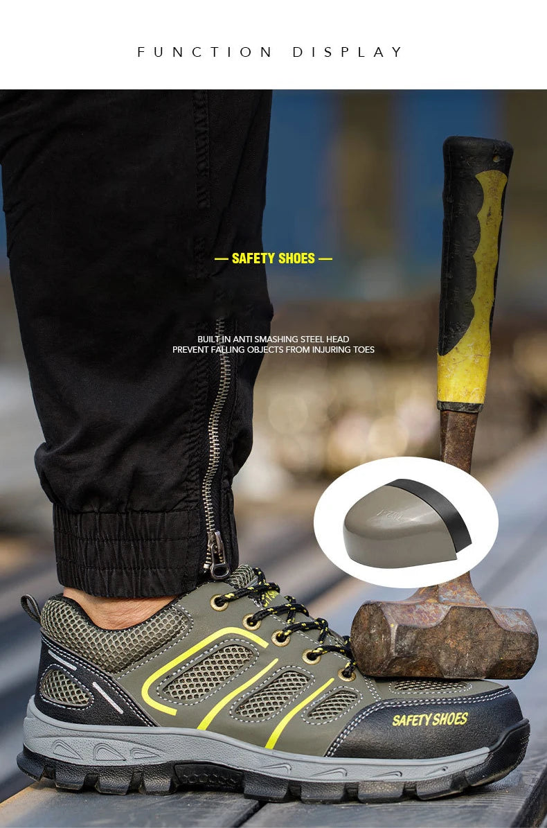 NYWOOH Male Steel Toe Safety Shoes Indestructible Construction Work Shoes Protection Footwear Breathable Hiking Boots For Men - Sun Studio