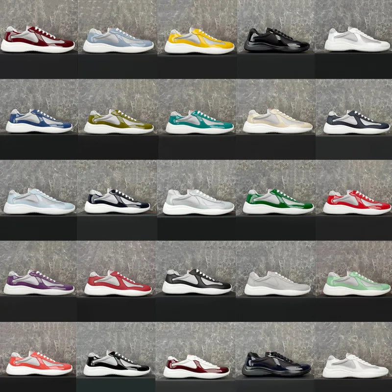 Multiple Style Color Classic P-style Men's Low Top Sneaker Breathable Mesh Biker Shoes Lace Up Leather Sneakers Casual Shoe - Sun Studio