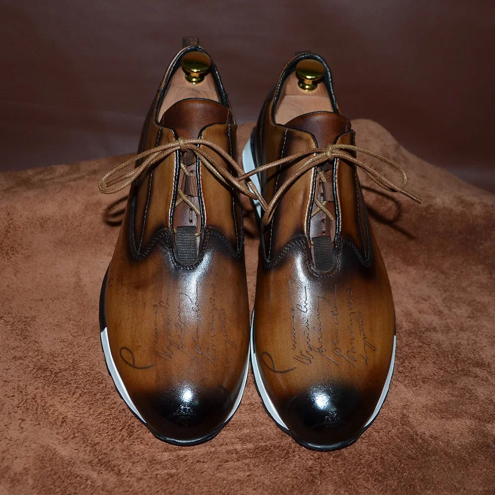 Luxury Brand Style Casual Sneakers Men's Shoes Genuine Leather Lace-up Basic Outdoor Footwear Daily Male Fashion Oxford Shoes