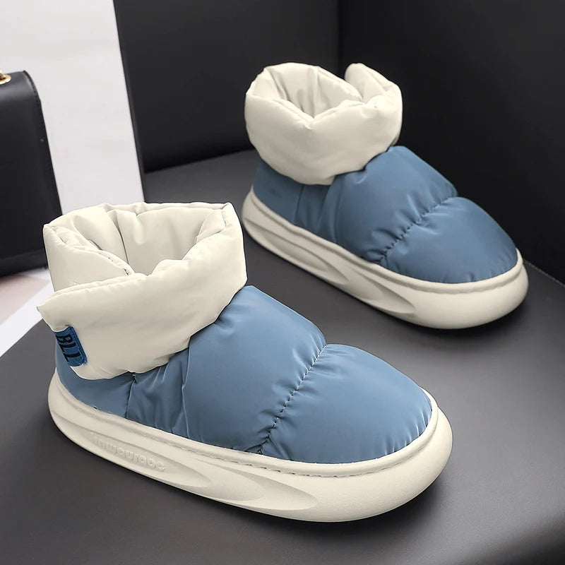 Outdoor Plush Warm Men's Snow Boots Winter Couple Cotton Shoes Down Non-Slip Waterproof Fashion Kids Shoes Slip on Soft Sneakers - Sun Studio