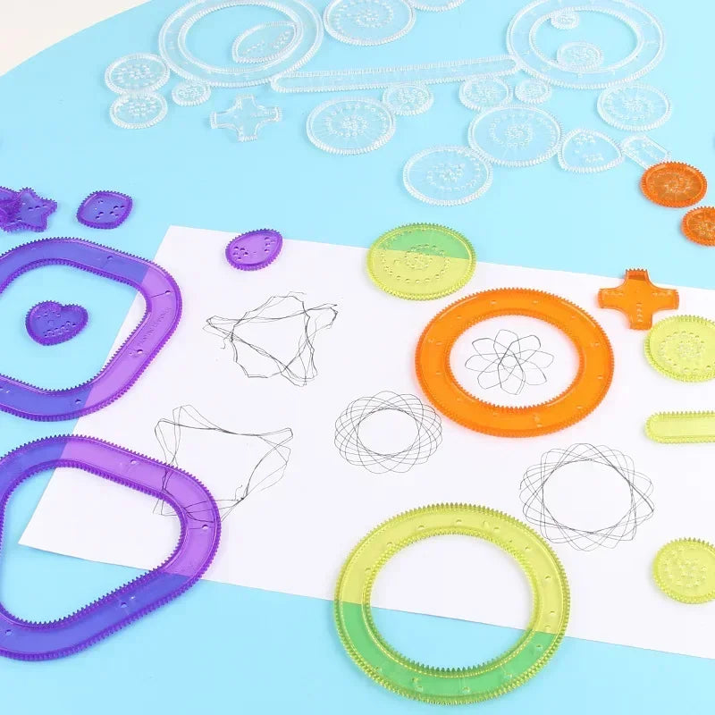 Funny Interlocking Gears Wheels Spirograph Drawing Toys Set Creative Educational Toy for Children Painting Drawing Accessories - Sun Studio