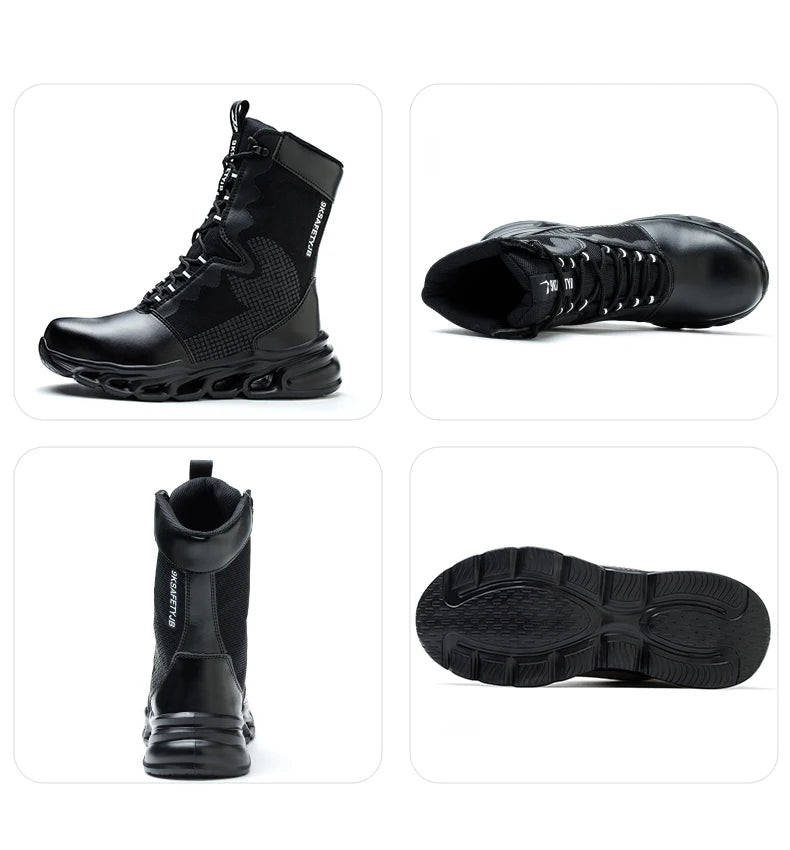 New Fashion 2024 Men Boots Safety Shoes Security Steel Toe Cap Military Boots Working Steel Toe Anti-Smashing Men's Work Boots - Sun Studio