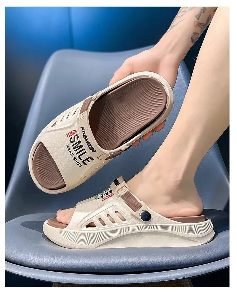 Summer wear trendy brand stepping on shit feeling non-slip seaside beach one-word sandals outdoor dual-purpose sandals - Sun Studio