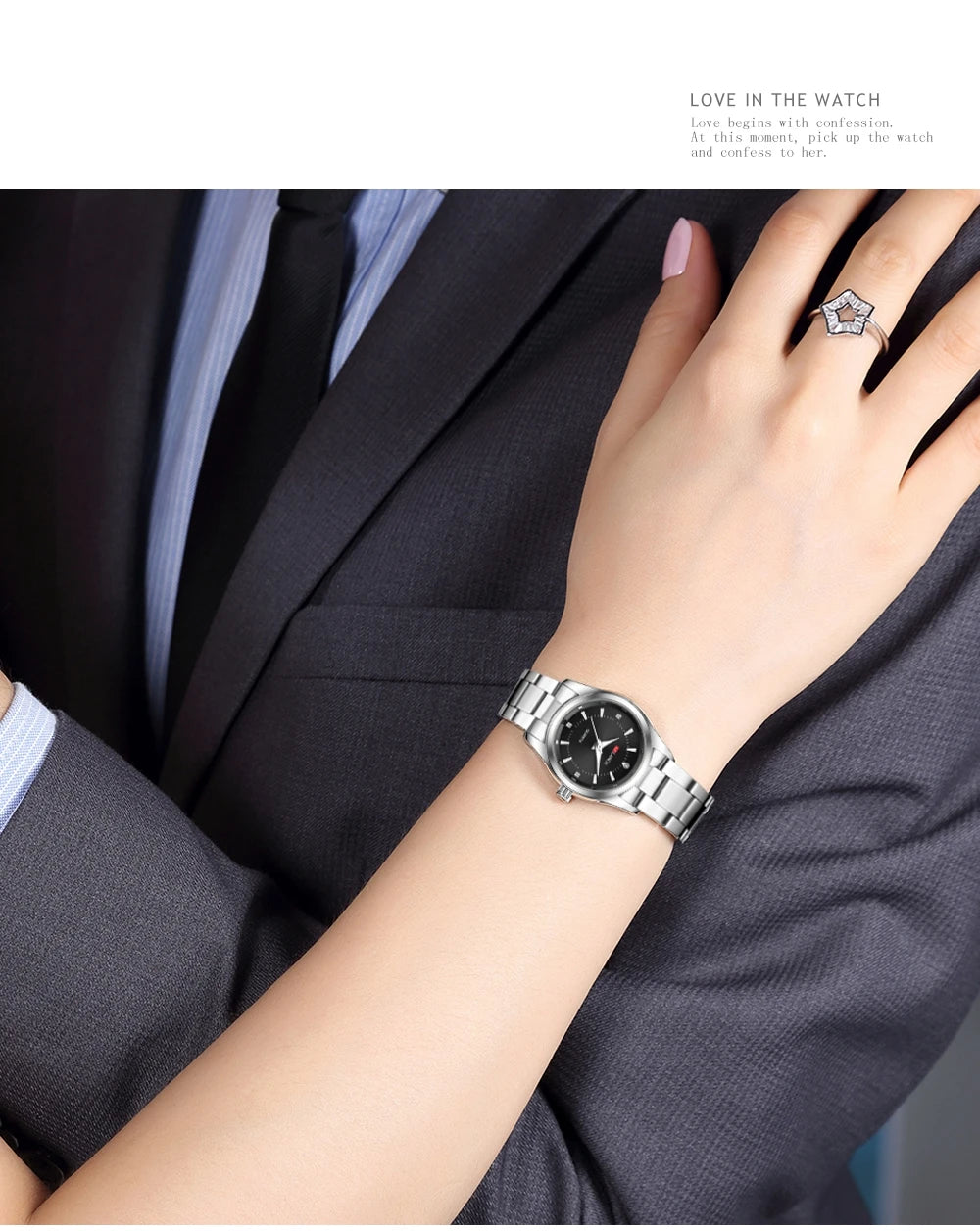 Ladies Dress Watch 29mm Silver Stainless Steel Gorgeous Rhinestone Quartz Clock Suitable Banquet Accessories & Daily Decoration - Sun Studio