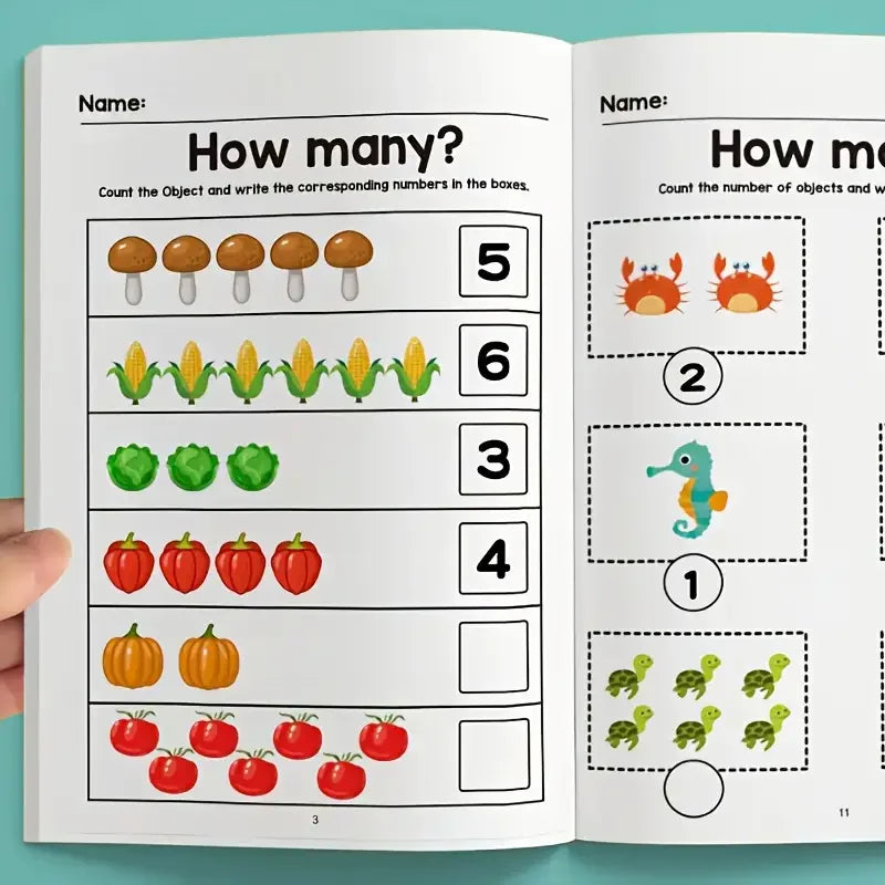 64-Page Number Fill-in Workbook for Toddlers - Logic & Math Practice Book For Kids Ages 3-8 - Sun Studio