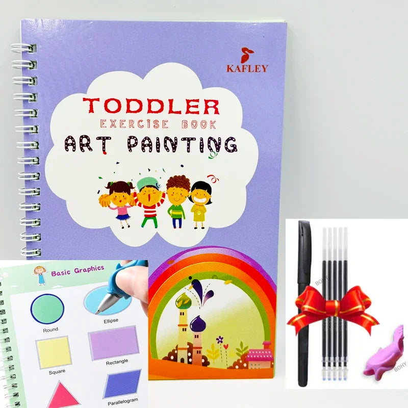 3D Calligraphy Copybook Reusable Learning Math English Book Drawing Numbers Education for Kids Letter Practice Toy Gifts - Sun Studio