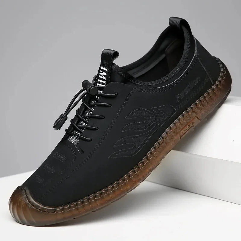 Men's Casual Slip-On Soft Bottom Breathable Beans Shoes Fashionable Spring Autumn Wear Resistant Microfiber Leather Shoes - Sun Studio