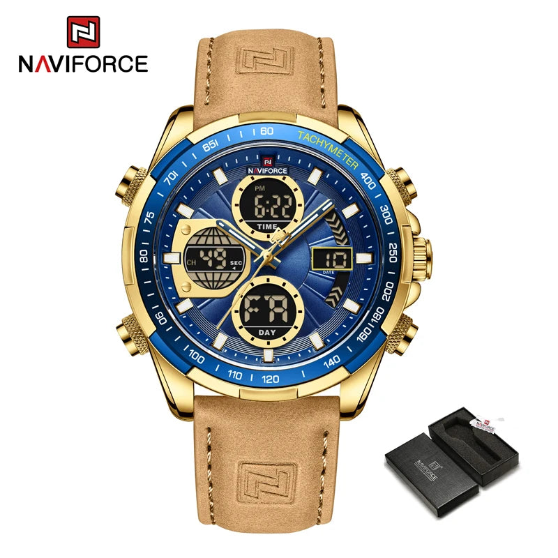 New NAVIFORCE Watches for Men Leather Mens Military Sport Waterproof Watch Quartz WristWatch Chronograph Male Clock - Sun Studio